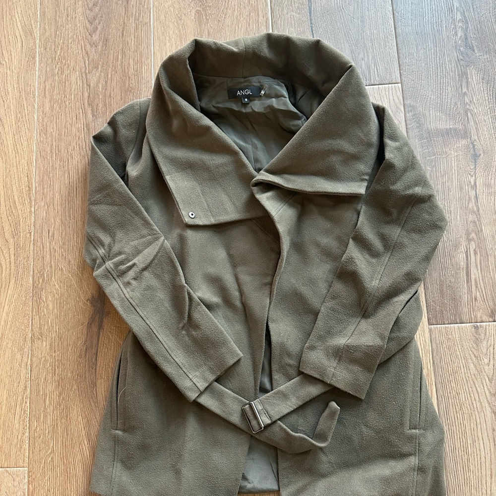 Women’s ANGL Pea Coat Olive Green size Small